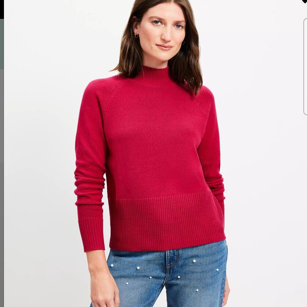 Ribtrim Mock Neck Sweater